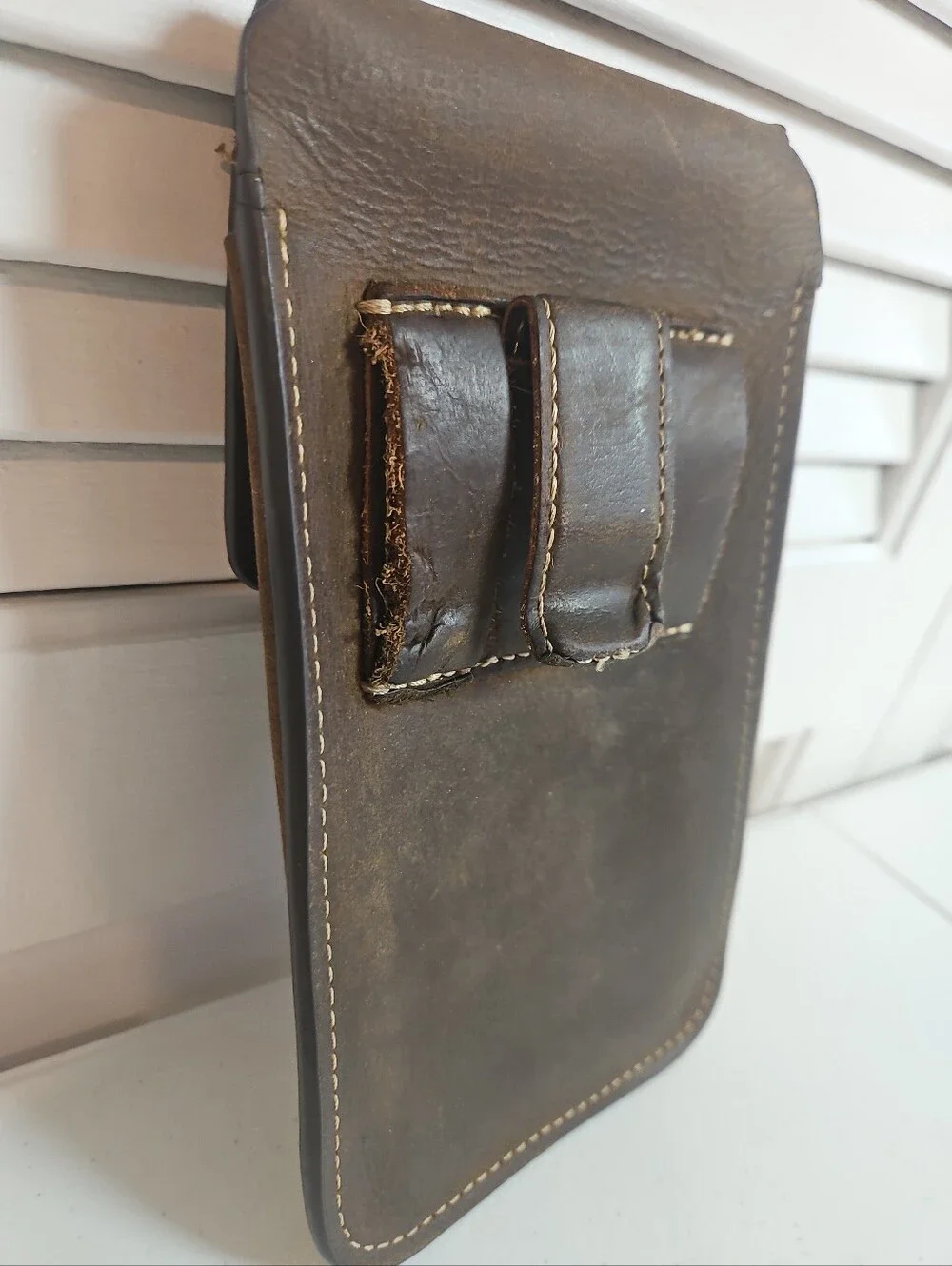 Topstache Brown Leather Cell Phone Holster Belt Pouch Magnetic Closure Mens